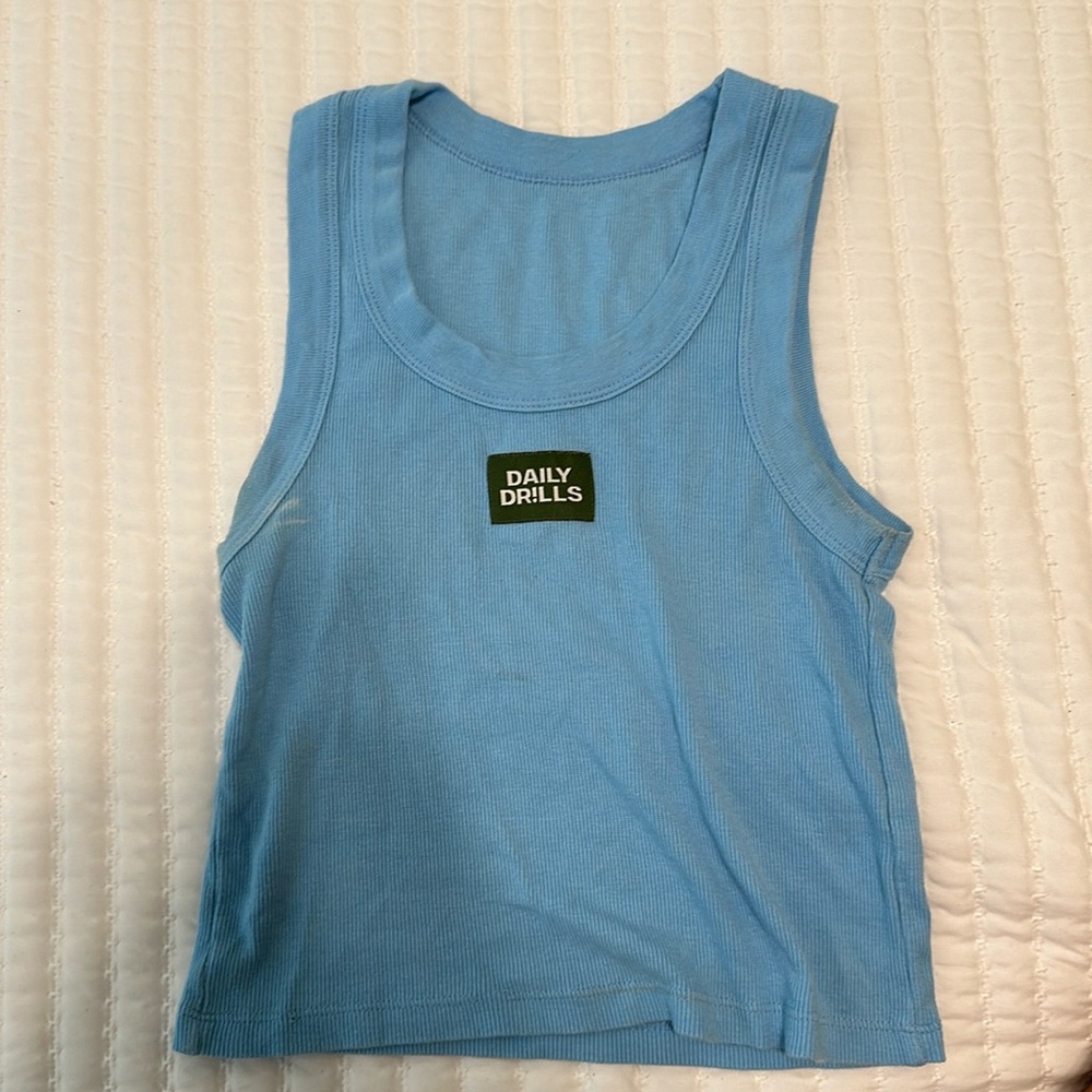 Daily drills XS/S light blue ribbed tank